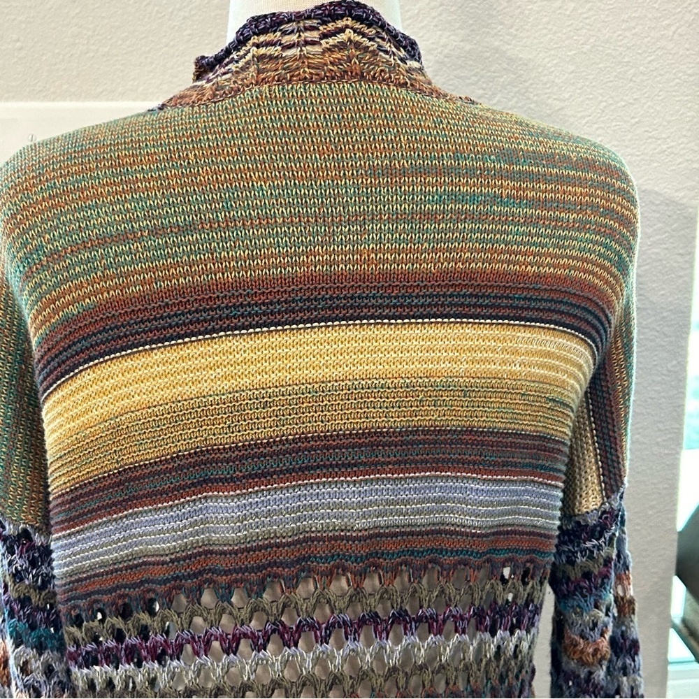 Soft Surroundings albi crochet knit long open front sweater medium - Picture 3 of 13